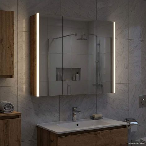 Armario con espejo de baño Madera vieja 73.5 x 15.5 x 70 cm