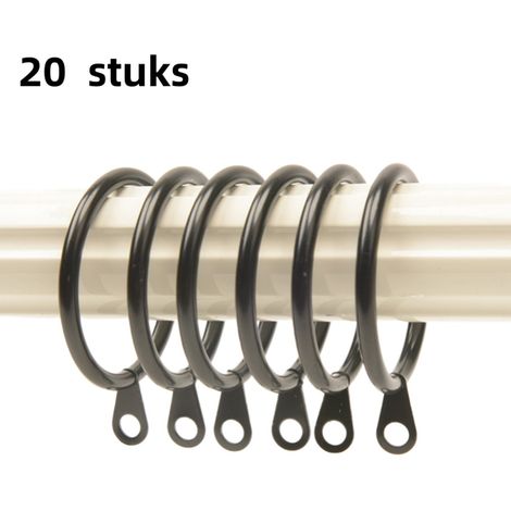 20 pièces anneaux de crochet de rideau anneau métallique pour anneaux de rideau diamètre intérieur 38 mm fil 3,0 couleur noire (1/5)