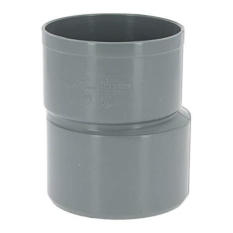 1 Réduction excentrée PVC, Mâle-femelle Ø110-100, Gris, Pour plomberie et drainage