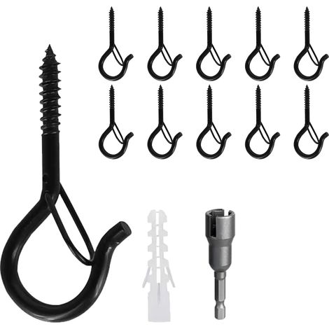 10 Pièces Crochet à Visser en Acier Inoxydable Crochet Plafond et Mural avec Loquet de Sécurité Crochets à Vis pour Suspendre Plantes Lanternes 10pcs (1/4)