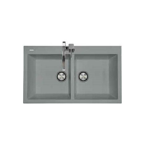 Plados Lavabo de Cuisine Encastré 2 Bacs 86x51 Cm Ultrametal Aluminium Série Elegance AM8620 UM41