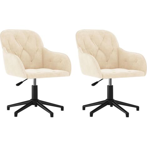 Lot de 2 chaises de salle à manger bureau siège pivotant hauteur réglable en velours crème DEC025219 (1/5)