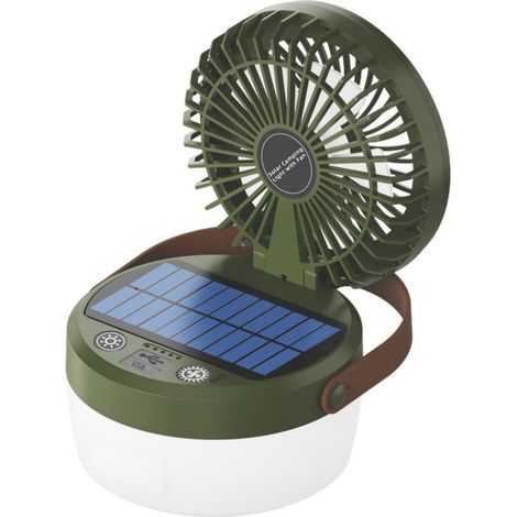 Lámpara de camping 3 en 1 con ventilador plegable, ideal para acampar y viajes al aire libre (verde) (1/5)