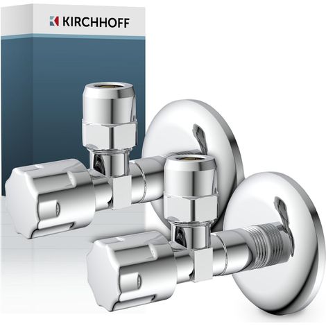 Eckventil, Chrom, 1/2"AG x 3/8"AG x 10 mmQ, mit Schubrosette (2x) (1/5)