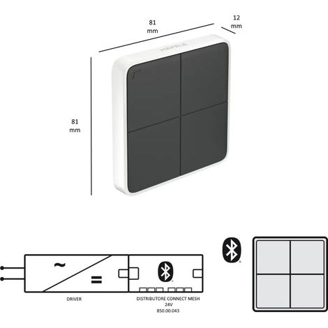 PULSANTIERA A PARETE 4 TASTI BLUETOOTH HAFELE CONNECT MESH 850.00.063