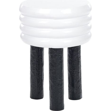 Tavolino decorativo moderno rotondo in alluminio bianco e nero Kikiwa