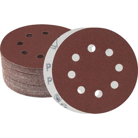 Disco de lijado de 125 mm, 50 unidades, grano 120, 8 agujeros, para lijadora orbital (1/5)