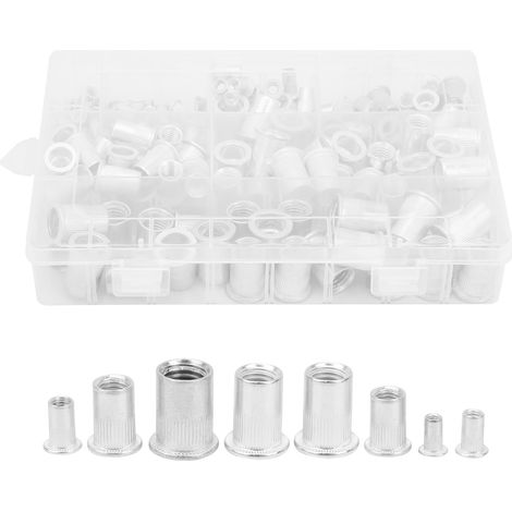 Aluminium-Nietensatz zum Einsetzen – Schachtel mit 175 Stück – Set mit Nieten der Größen M3, M4, M5, M6, M8, M10 und M12 für die Automobil- und Möbelmontage (1/5)