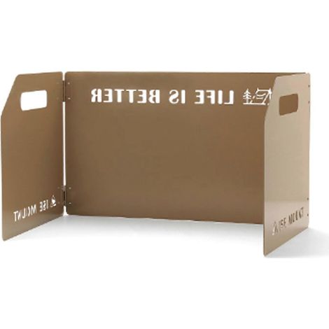Pare-vent pliable pour réchaud de camping avec sac de transport beige. (1/5)