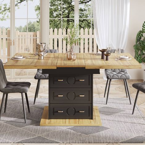 Table à rallonge 110140 x 80 x 75 cm avec éclairage led, finition bois, 6 personnes (1/5)