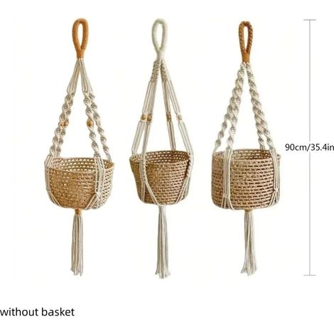 Support plantes en macram avec pompons et pots XXX (1/5)