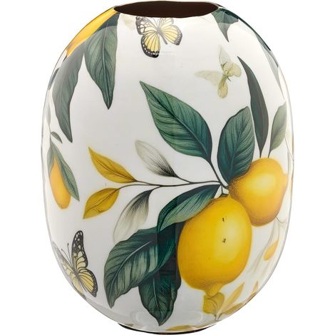 GASPER Lepuro INSTYLE Vase mit Zitronendekor Ø 18 x 24 cm - Metall