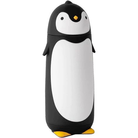 Gourde isotherme de voyage Penguin en acier inoxydable, pour thé, eau ou café (noire) (1/3)