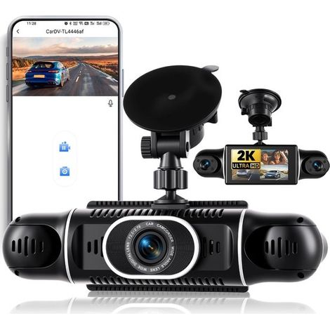 2K-Autokamera mit Front und Rückkamera 4 Kanäle 360 Kamera 3-Zoll-Display mit App Infrarot-Nachtsicht Loop-Aufnahme G-Sensor Einparkhilfe und 24 (1/5)