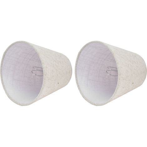 Abat-jour en tissu à clipser, Lot de 2, pour lampe bougie E14, Lustre, PT13, Beige bord blanc (1/5)