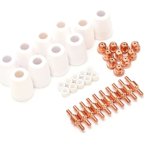 40 consommables pour découpeur plasma : électrode de coupe allongée, buse électrique, shunt céramique PT-31 (1/5)