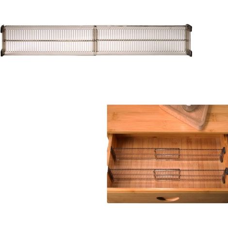 Set of 4 horizontally and vertically expandable drawer dividers for underwear and socks, black and transparent (1/5)