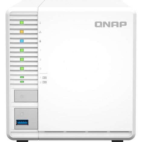 Server NAS QNAP TS-364-8G con 3 baie, compatibile con RAID, processore Intel� Celeron�, modello N5095, colore bianco (1/4)