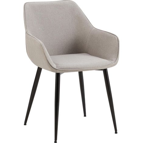 Chaise de salle à manger bureau salle d'attente x1 en tissu gris clair et métal noir 100002152 (1/5)