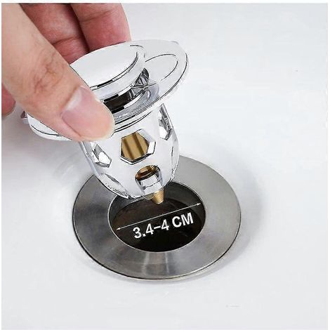 Bonde de lavabo électroplaquée à noyau rebondissant, tête universelle, bouchon anti-fuite, type à pression en cuivre pour bassin de piscine (1/5)