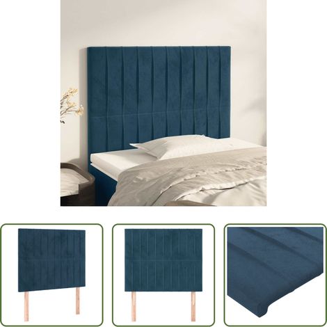 vidaXL Cabecero de cama azul oscuro 90x5x118/128 cm Terciopelo (1/5)