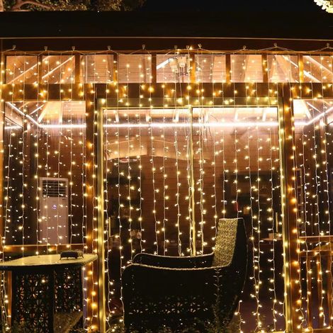 3 x 3 m, 304 LED-Lichterketten, Karneval, Hochzeit, Außen- und Innengartenbeleuchtung – RW, Innenmöbel-Dekoration, Weihnachtsdekoration, Lichterketten (1/5)