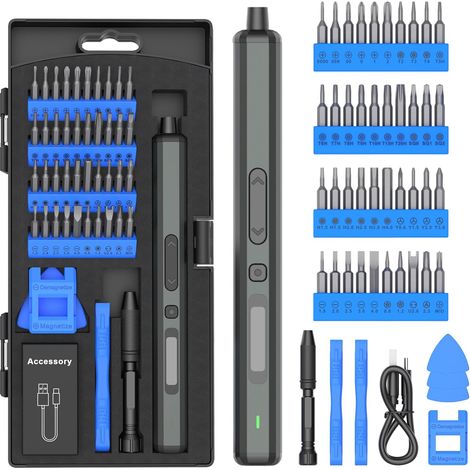 Cordless Electric Power Screwdriver - 50 in 1 Blue Mini Electric Small Power Precision Screwdriver Magnetic Storage Bit Set Repair Tool Kit (1/5)