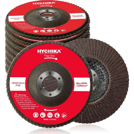 Abrasive Disc 125 mm, 10 Flap Discs, Grinding Disc 125 mm Standard 125 mm x 22.2 mm, Grit 120, for Metal, Steel and Wood (1/5)