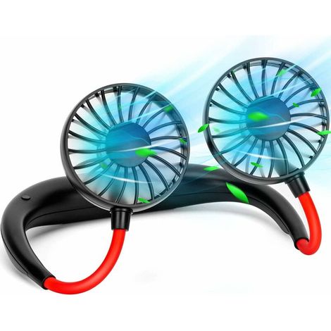 DEESSE SHOP - Ventilateur de cou, ventilateurs de cou rechargeables, mini ventilateurs USB personnels col rond, ventilateur portable mains libres, 3 vitesses, 2000 mAh, ventilateur de bureau à rotatio (1/5)