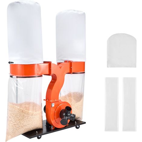 Mophorn Extractor de polvo, capacidad de 2634,47 m³/h,sistema de recolección de partículas de madera de 2,5 micras,motor de 3,0 HP,incluye dos bolsas de polvo de 132,5L y dos bolsas de filtro de 159 L (1/5)