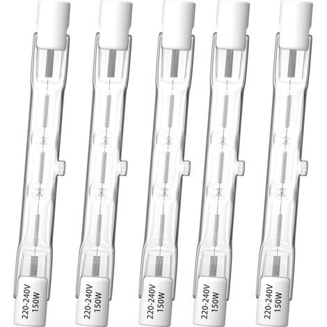 Ampoule halogène R7s 78 mm 150 W blanc chaud 2800 K intensité variable lot de 5 (1/3)