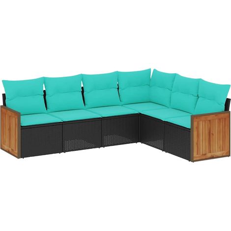 Maison Exclusive - Set Divani da Giardino 6 pz con Cuscini Nero in Polyrattan (1/5)