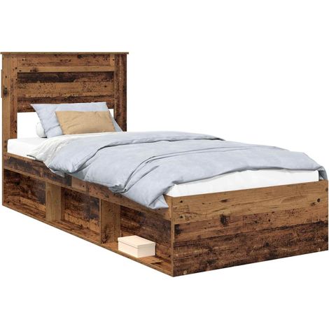 Estructura de cama con cabecera Madera vieja 90 x 200 cm vidaXL