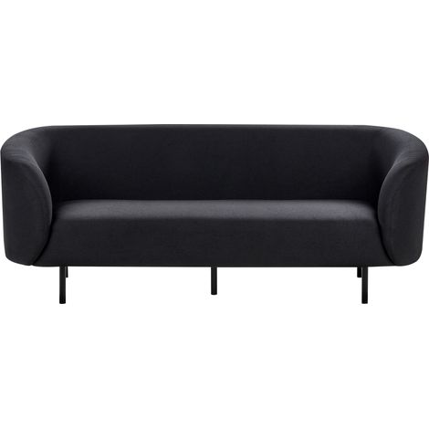 Sofá 3 plazas de poliéster negro suave patas retro glamour Loen