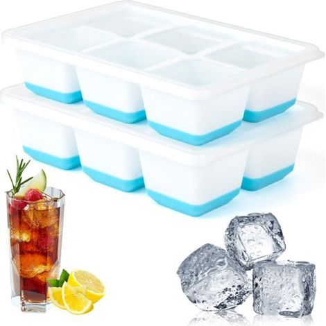 6CM Bac a Glacons avec Couvercle, Grand et Transparent, Bac Glacon Silicone Démoulage Facile,Gros Moule Glaçons Ice Cube Tray 2 (1/5)