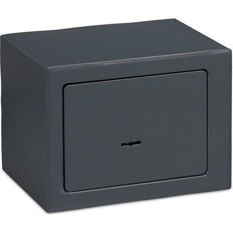 Coffre-fort compact sécurisé pour objets de valeur 17 x 23 x 17 cm en acier noir (1/5)