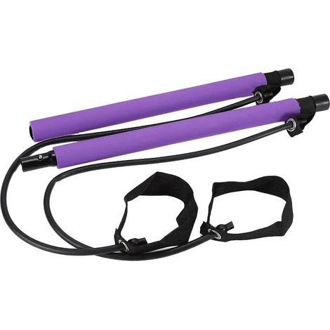 Barre de Pilates multifonctionnelle (violette), pour le yoga, l'ouverture de la poitrine et le renforcement du dos, avec bande élastique d'étirement. (1/5)