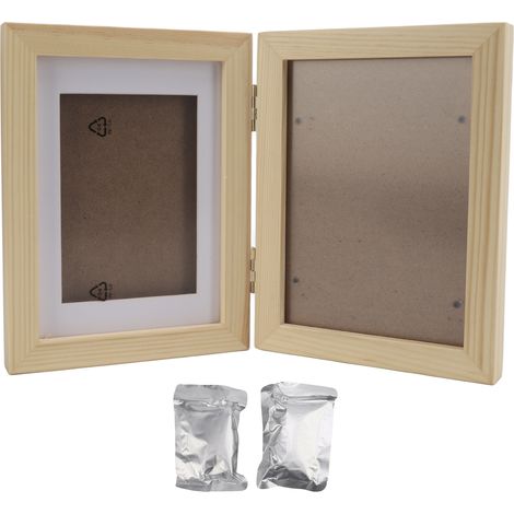 Kit souvenir empreinte de patte d'animal de compagnie, cadre photo en bois avec moule en argile blanche, pour les amoureux des animaux et en hommage à eux. (1/5)