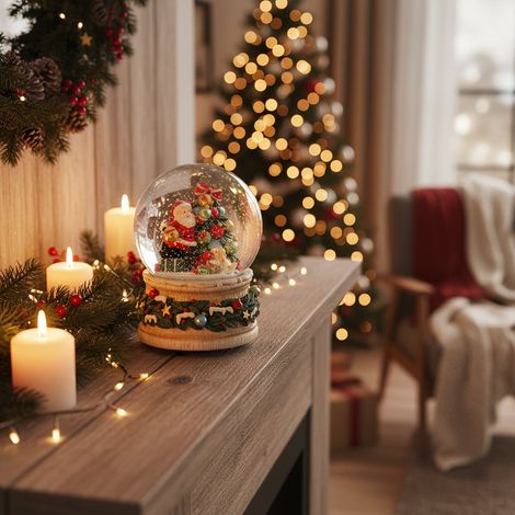 Sfera di vetro con acqua carillon con musica e movimento per decorazione -Con albero (1/5)