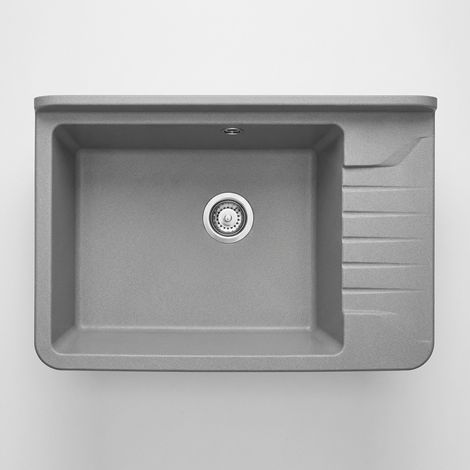 Lavello a parete con 1 vasca e gocciolatoio 50.5x35 cm staffe incluse colore grigio - Gardy