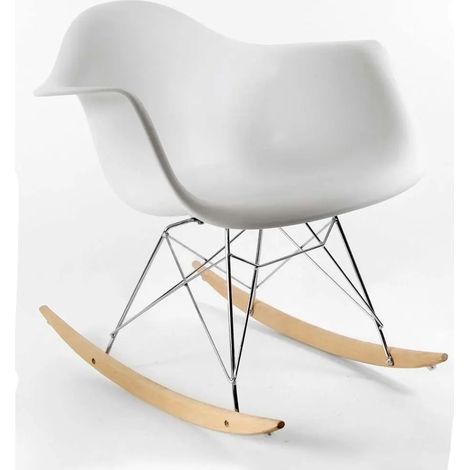 Set von 4 weißen Schaukelsesseln mit Kunststoffsitz 68x62x71