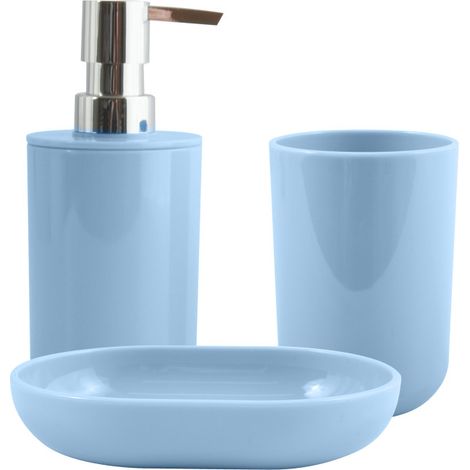 Set de 3 accesorios de baño INAGUA Azul pastel MSV