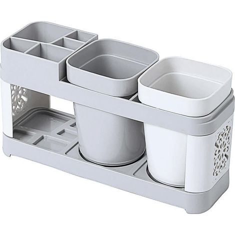 Étagère, porte-gobelet, porte-brosse à dents, support en plastique, étagères de rangement pour dentifrice, salle de bain (1/5)
