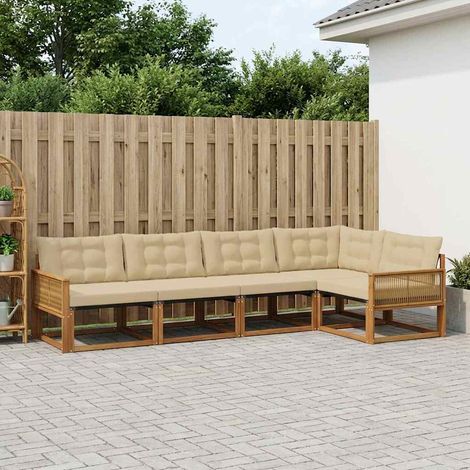 vidaXL Outdoor-Sofagarnitur mit Kissen 5 pcs Natur und Beige (1/5)