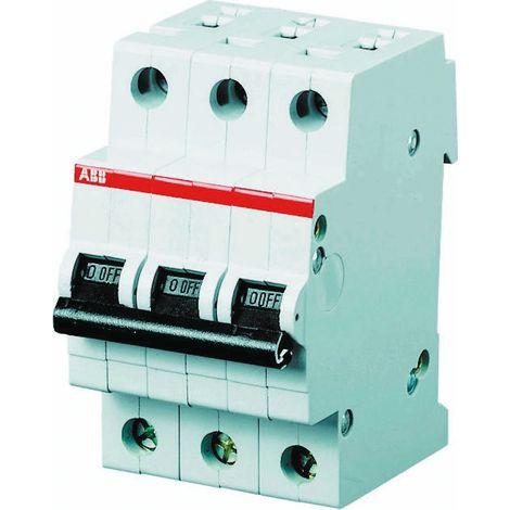 Disjoncteur ABB S200 3P, 4A, pouvoir de coupure 6 kA, montage rail DIN ( Prix pour 1 )