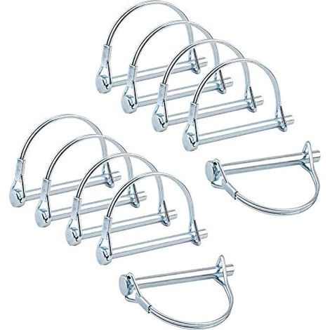 10pcs Axe de verrouillage de broche de coupleur de sécurité, 1/4 pouce de verrouillage de prise de force avec fil de retenue rond pour jardin de pelouse de remorques de ferme (1/5)