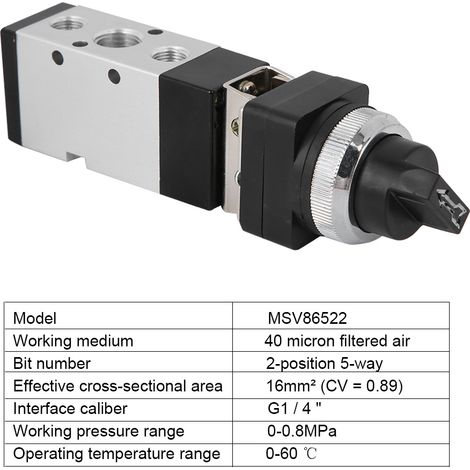 MSV86522-TB Commutateur Mécanique 5 Voies 2 Positions pour Systèmes Pneumatiques (1/5)