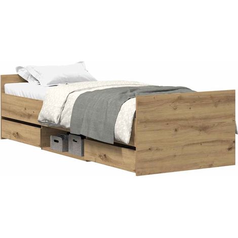 Lit simple,Lit adulte,Cadre de lit sans matelas chêne artisanal 100x200 cm CFW8295579 (1/5)