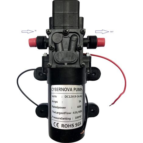 DC12V 100 PSI 4 L/m Pompe à amorçage automatique à diaphragme avec interrupteur de pression caravane/bateau/camping-car/jardin (1/5)