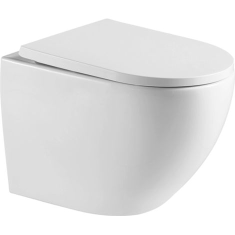 WC suspendu sans bride Vortex et fixations invisibles, abattant frein de chute (SAT67010RTORP)
